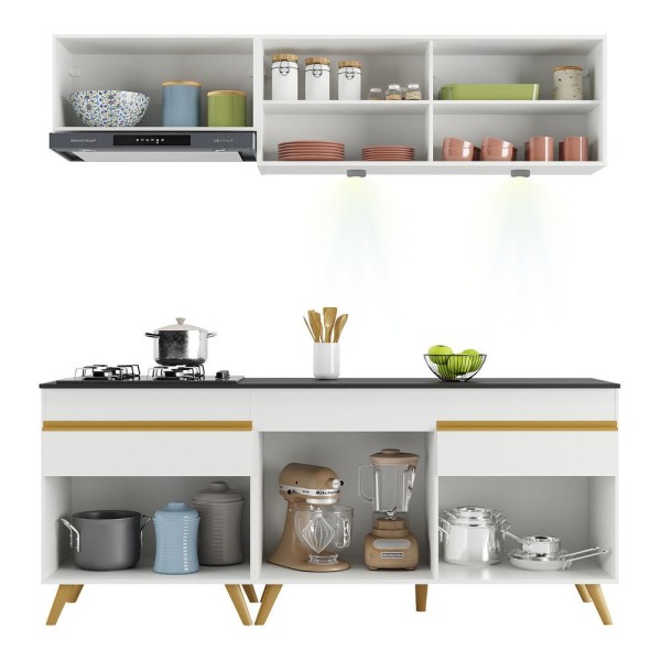 Encontraproduto.com.br - Armário de Cozinha Compacta 190cm com Leds Veneza Up Multimóveis V2031