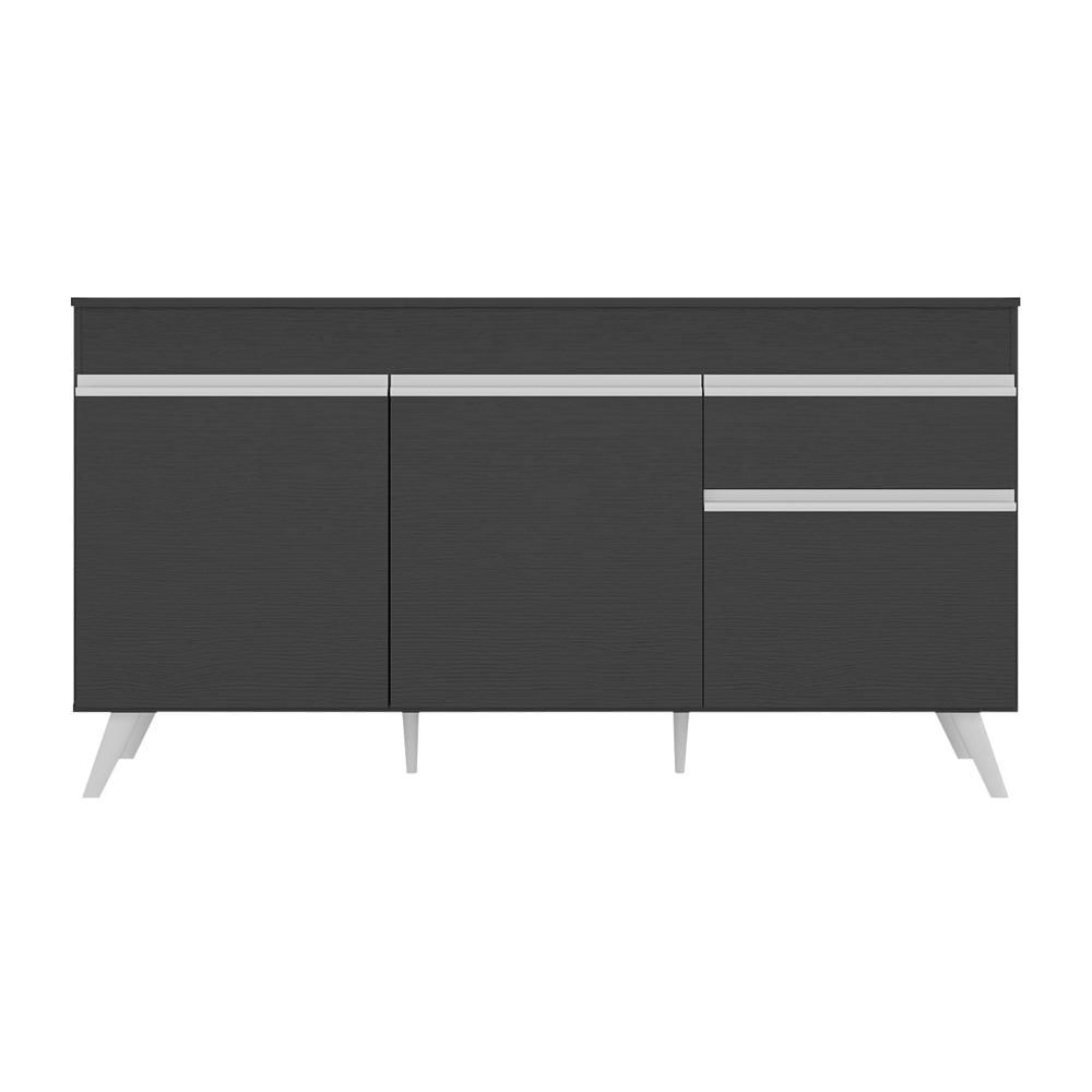 Encontraproduto.com.br - Balcão Cozinha Gabinete Pia 150cm 3 Portas 1 Gaveta Veneza Multimóveis V2072 Preto/branco