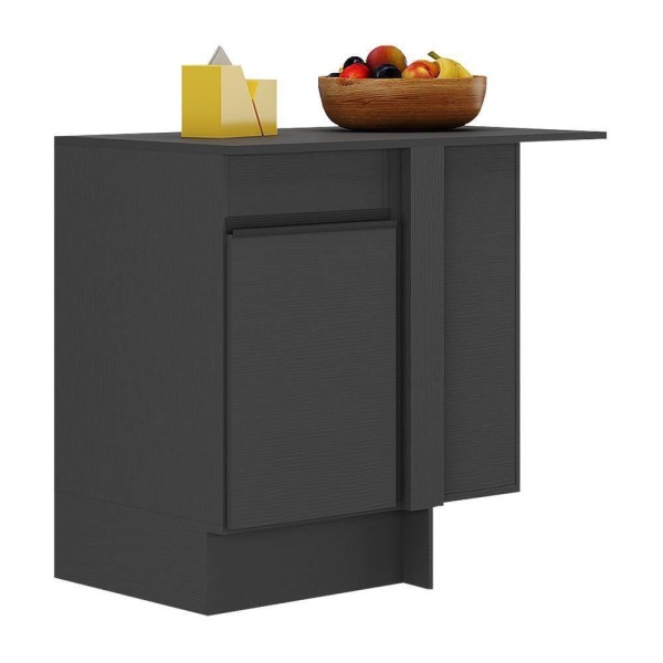 Balcão Cozinha De Canto Com Rodapé 1 Porta Veneza Multimóveis V2120 Preto Preto