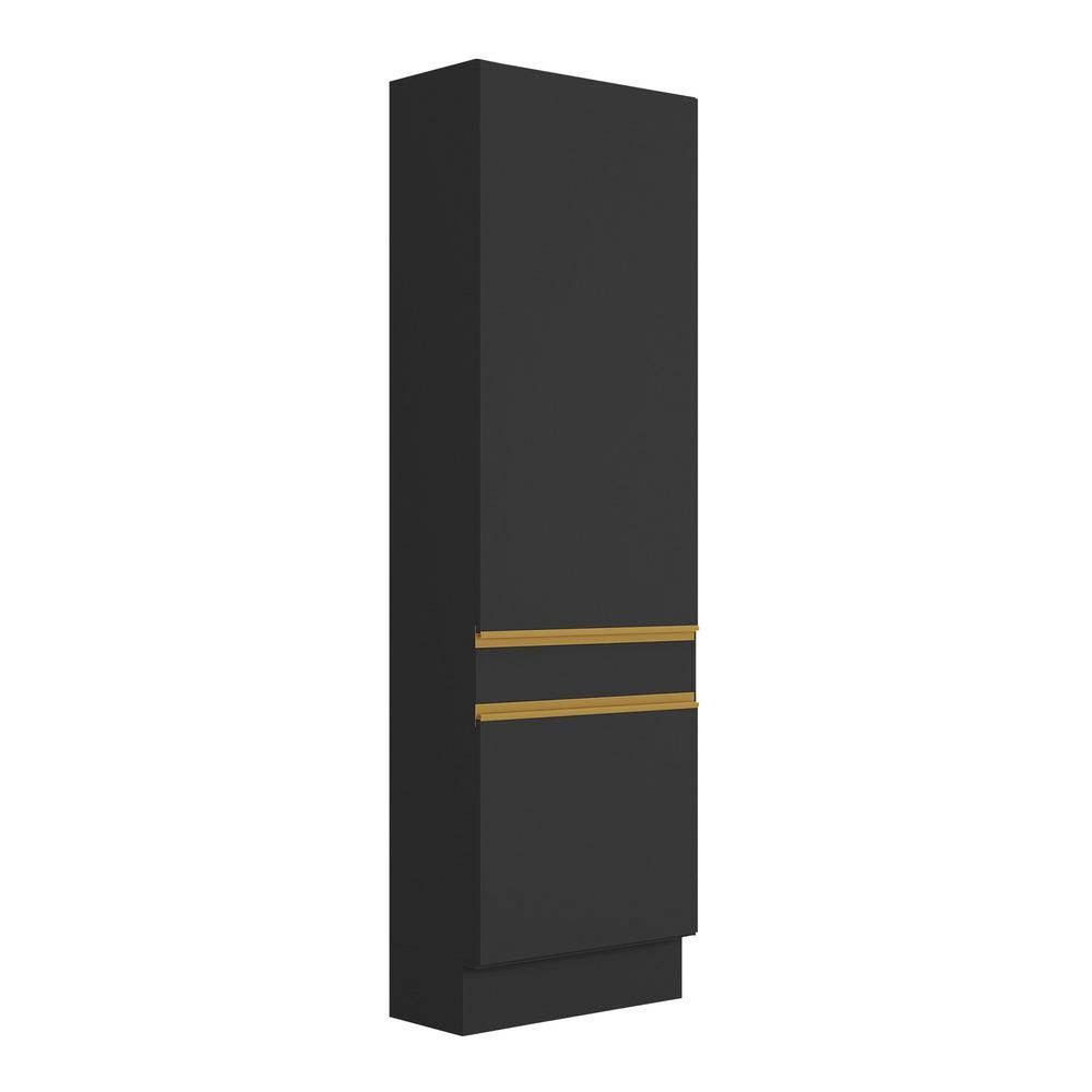 Paneleiro 2 Portas 62cm Com Rodapé Veneza Multimóveis V2121 Preto/dourado Preto/dourado