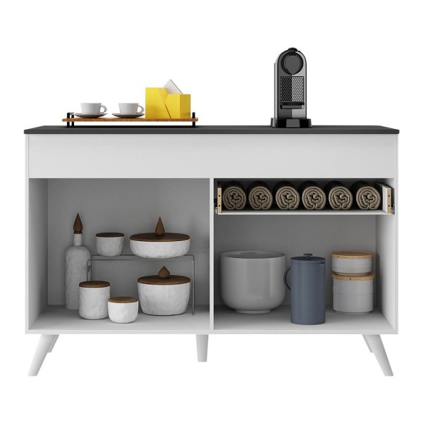 Encontraproduto.com.br - Balcão Cozinha 120cm 2 Portas 1 Gaveta Veneza Multimóveis V3680 Branco Branco