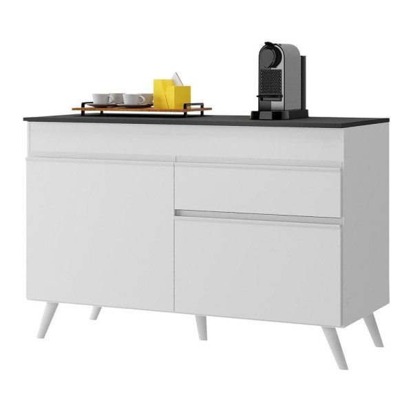 Encontraproduto.com.br - Balcão Cozinha 120cm 2 Portas 1 Gaveta Veneza Multimóveis V3680 Branco Branco