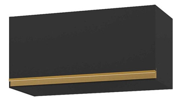 Encontraproduto.com.br - Armário De Cozinha Aéreo 70cm 1p Veneza Multimóveis V3681 Cor Preto/dourado