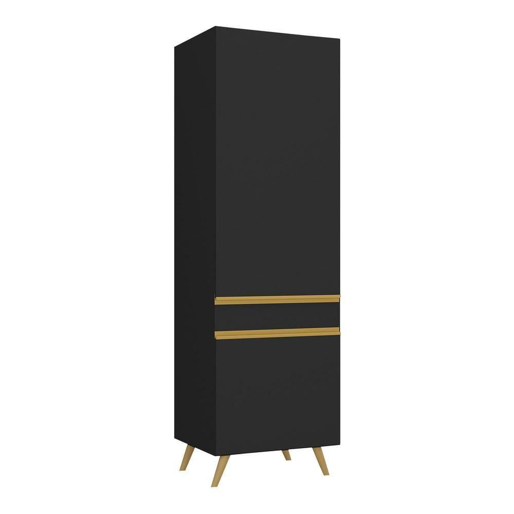 Paneleiro 2 Portas 62cm Veneza Multimóveis V3739 Preto/dourado Preto/dourado