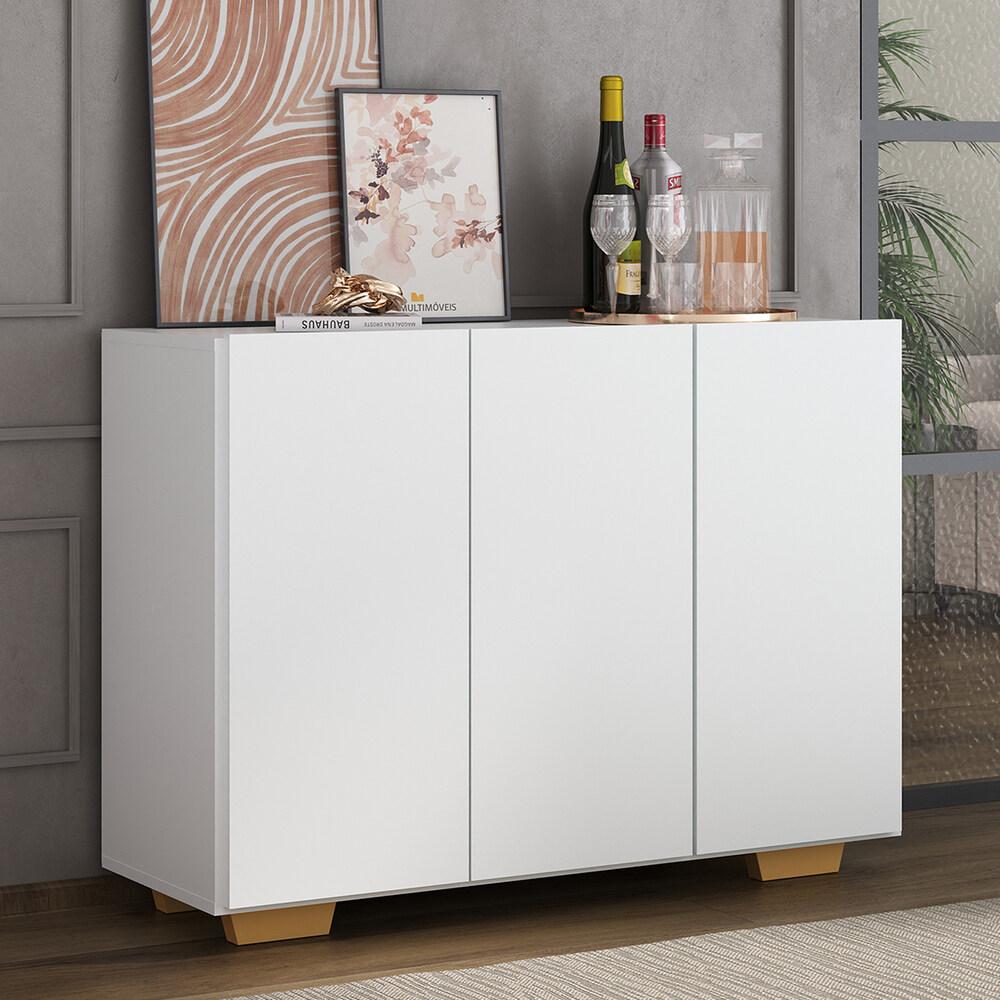 Encontraproduto.com.br - Aparador Buffet 3 Portas com Pés Quadrados Veneza Multimóveis V1010