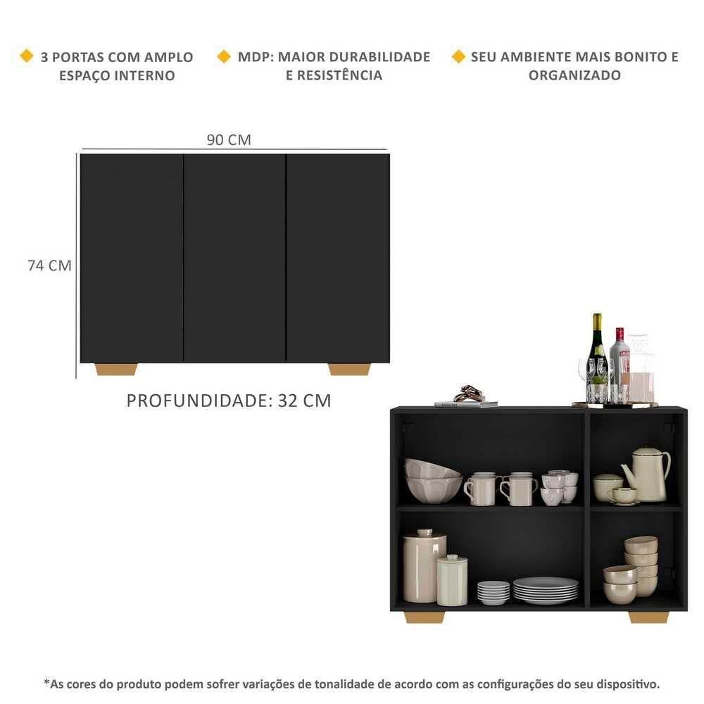 Encontraproduto.com.br - Aparador Buffet 3 Portas Multimóveis V1010 Branco/natural Cor Branco