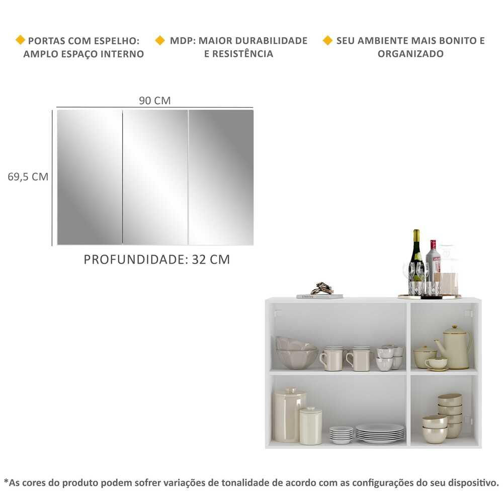 Encontraproduto.com.br - Aparador Buffet 3 Portas com Espelho Vegas Multimóveis V1011