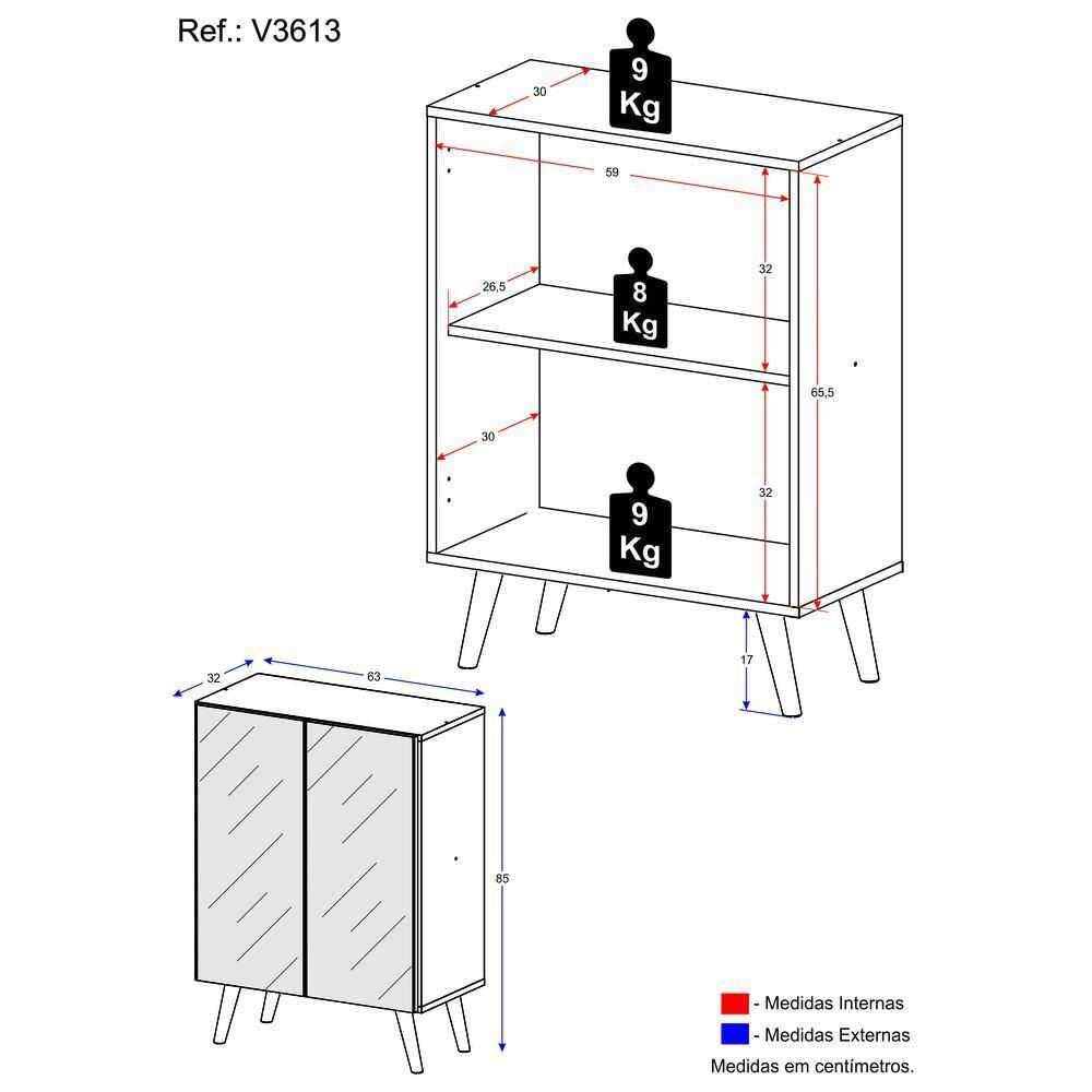 Encontraproduto.com.br - Aparador Buffet 3 Portas com Espelho Retrô Vegas Multimóveis V1013