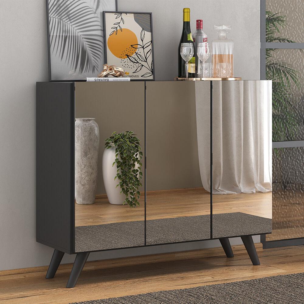 Encontraproduto.com.br - Aparador Buffet 3 Portas com Espelho Retrô Vegas Multimóveis V1013