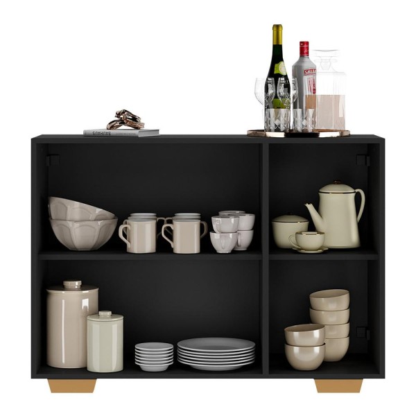 Encontraproduto.com.br - Aparador Buffet 3 Portas Vegas V1014 Preto/Natural