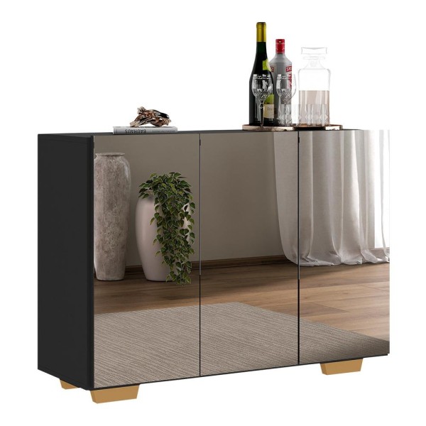 Encontraproduto.com.br - Aparador Buffet 3 Portas Vegas V1014 Preto/Natural