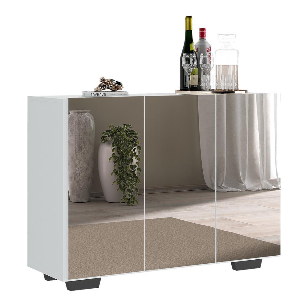 Encontraproduto.com.br - Aparador Buffet 3 Portas com Espelho e Pés Quadrados Vegas Multimóveis V1014