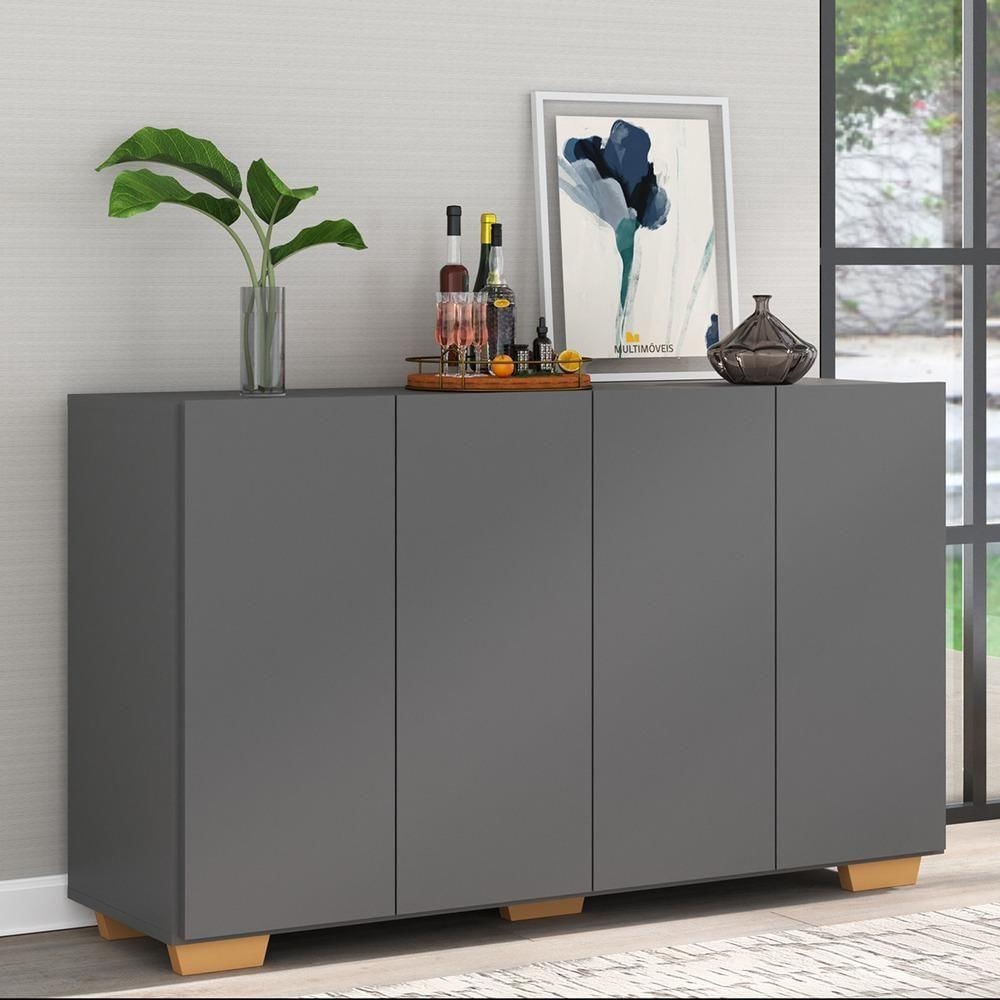 Encontraproduto.com.br - Aparador Buffet 4 Portas com Pés Quadrados Veneza Multimóveis V3557