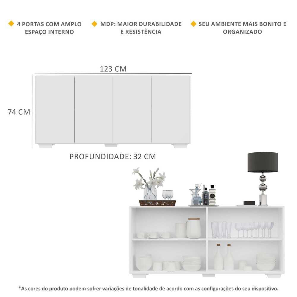 Encontraproduto.com.br - Aparador Buffet 4 Portas com Pés Quadrados Veneza Multimóveis V3557