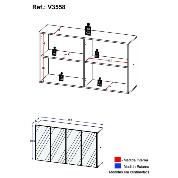 Encontraproduto.com.br - Aparador Buffet 4 Portas com Espelho Vegas Multimóveis V3558