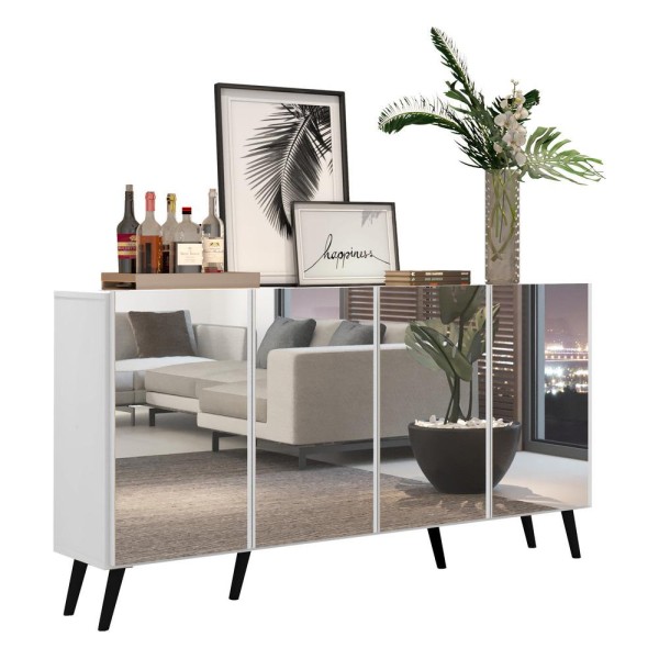Aparador Buffet 4 portas com Espelho Retrô Vegas Multimóveis V3559