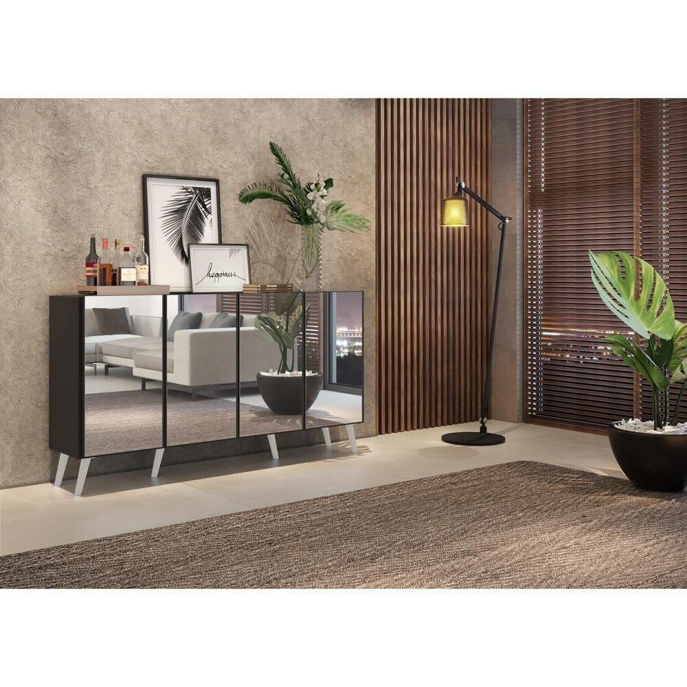 Encontraproduto.com.br - Aparador Buffet 4 portas com Espelho Retrô Vegas Multimóveis V3559
