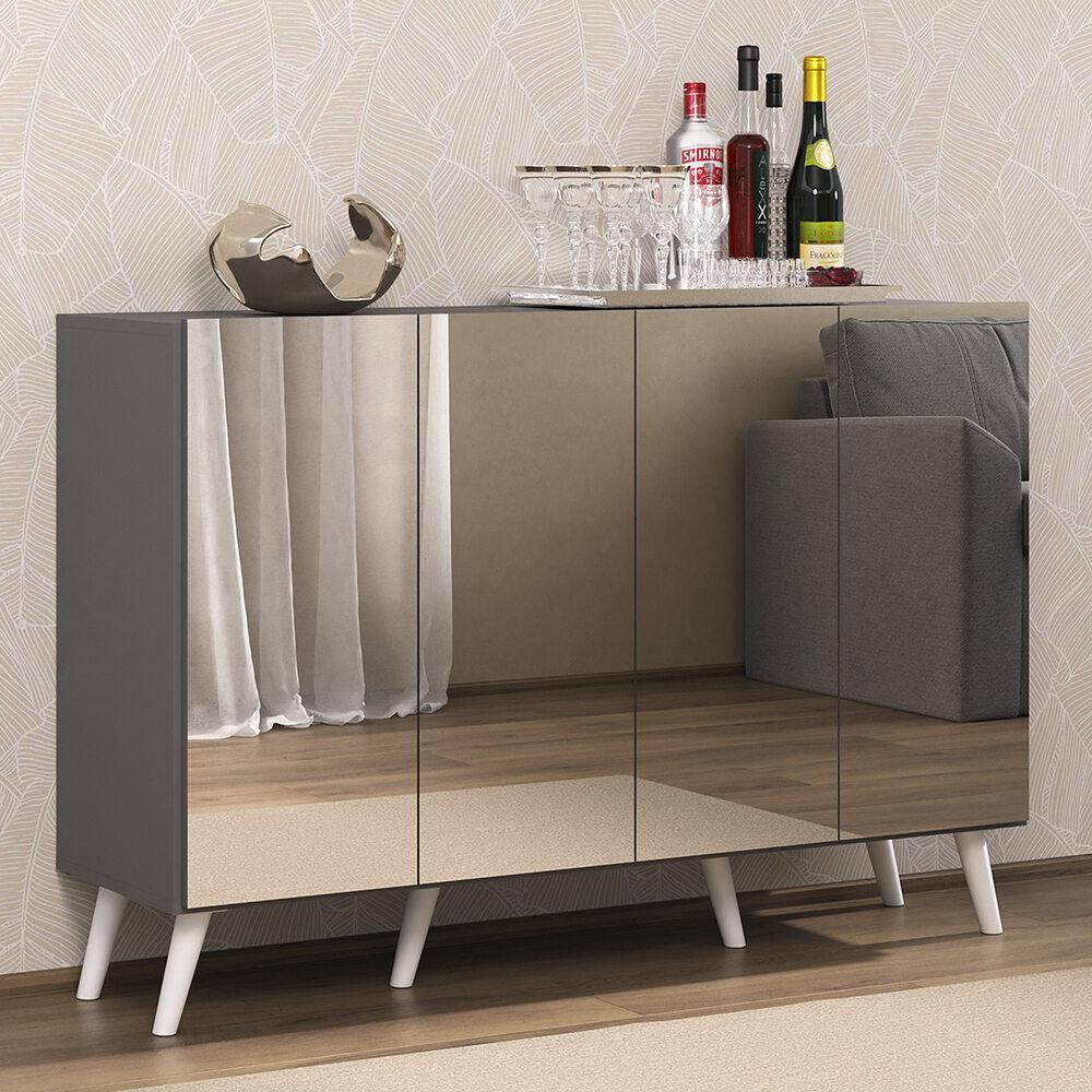 Encontraproduto.com.br - Aparador Buffet 4 portas com Espelho Retrô Vegas Multimóveis V3559