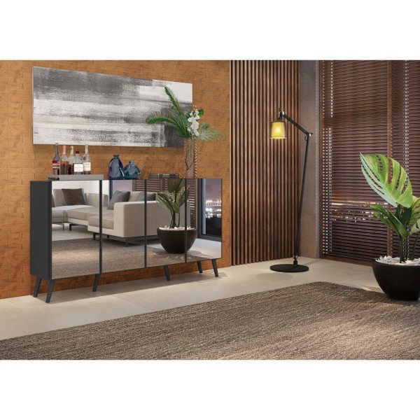 Encontraproduto.com.br - Aparador Buffet 4 portas com Espelho Retrô Vegas Multimóveis V3559
