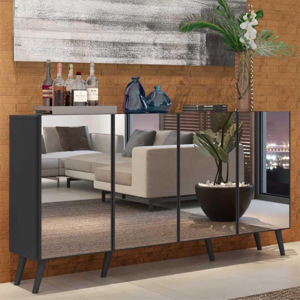 Encontraproduto.com.br - Aparador Buffet 4 portas com Espelho Retrô Vegas Multimóveis V3559