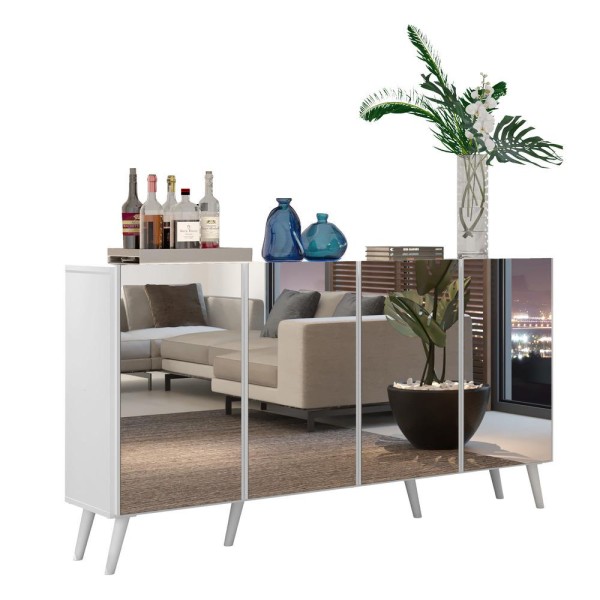 Aparador Buffet 4 portas com Espelho Retrô Vegas Multimóveis V3559