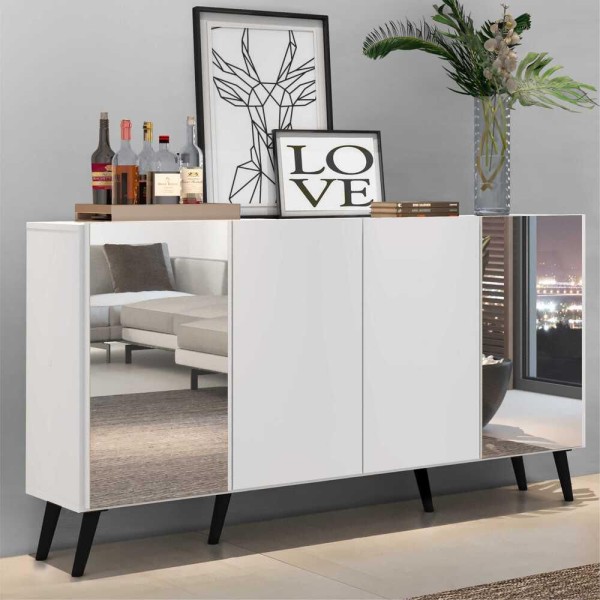 Encontraproduto.com.br - Aparador Buffet 4 Portas com Espelho Retrô Vegas Multimóveis V3562