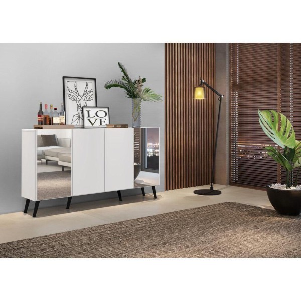Encontraproduto.com.br - Aparador Buffet 4 Portas com Espelho Retrô Vegas Multimóveis V3562