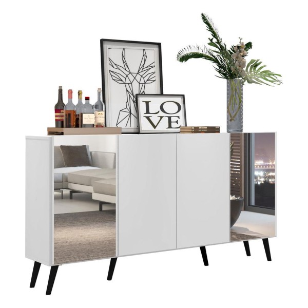 Aparador Buffet 4 Portas com Espelho Retrô Vegas Multimóveis V3562