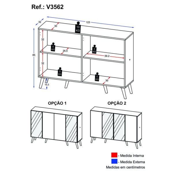 Encontraproduto.com.br - Aparador Buffet 4 Portas com Espelho Retrô Vegas Multimóveis V3562
