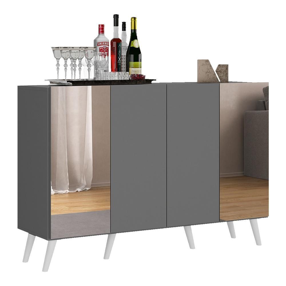 Encontraproduto.com.br - Aparador Buffet 4 Portas com Espelho Retrô Vegas Multimóveis V3562