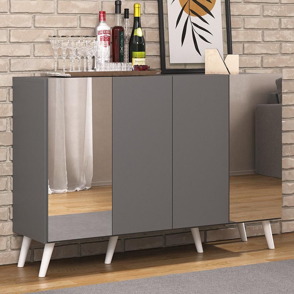 Encontraproduto.com.br - Aparador Buffet 4 Portas com Espelho Retrô Vegas Multimóveis V3562