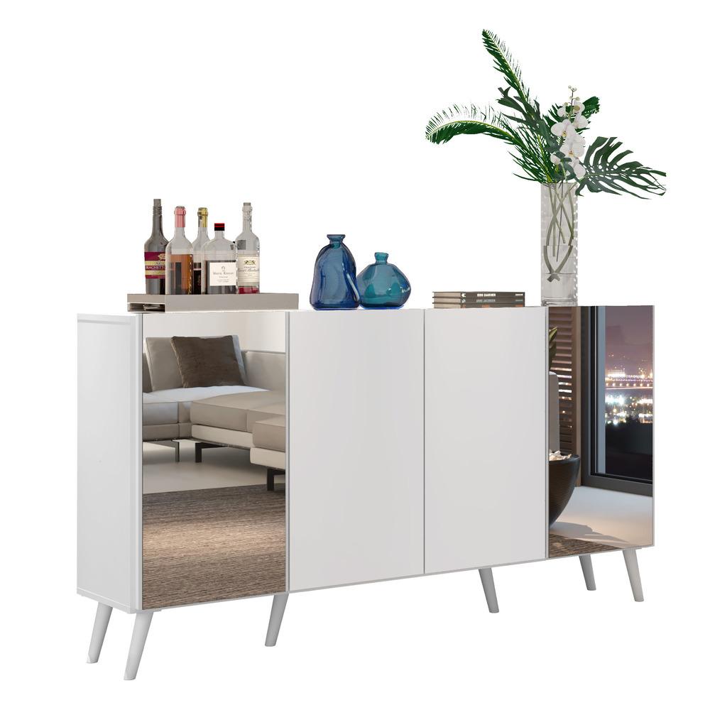 Aparador Buffet 4 Portas com Espelho Retrô Vegas Multimóveis V3562