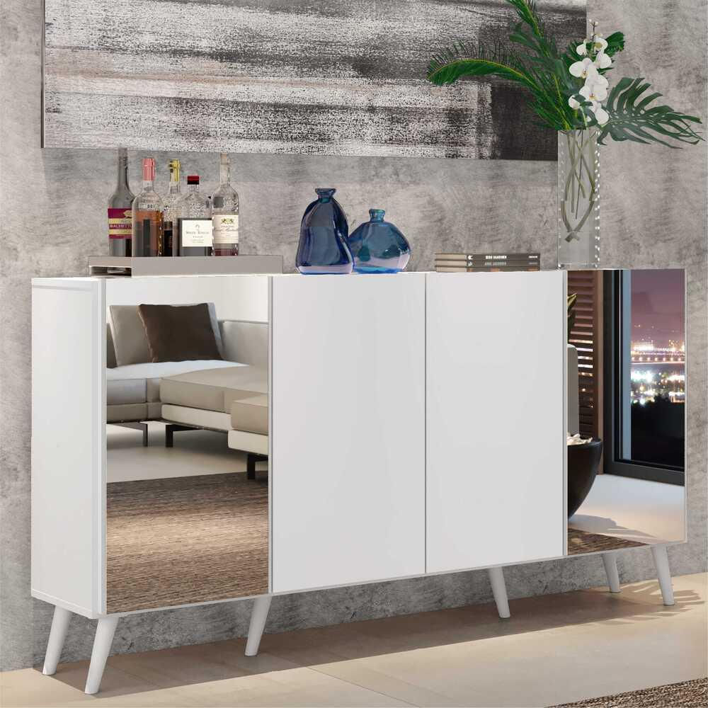 Encontraproduto.com.br - Aparador Buffet 4 Portas com Espelho Retrô Vegas Multimóveis V3562