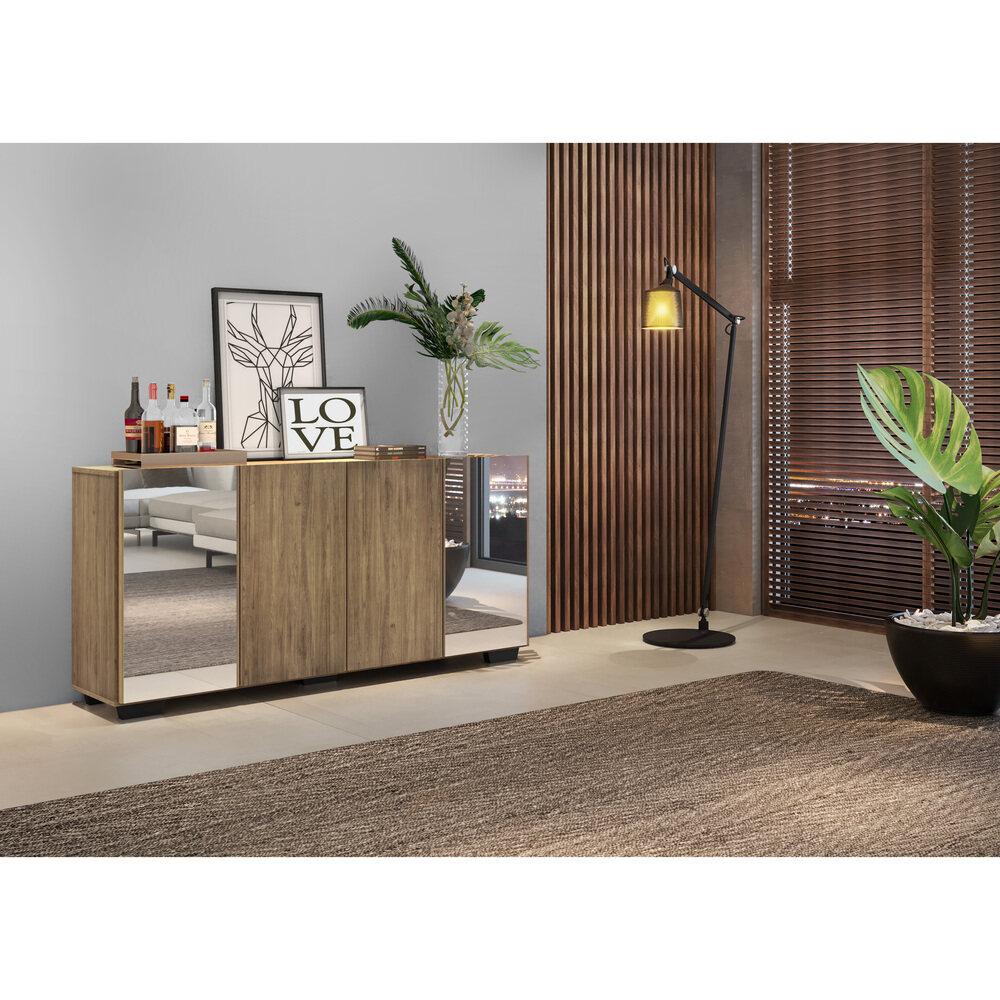 Encontraproduto.com.br - Aparador Buffet 4 Portas com Espelho e Pés Quadrados Vegas Multimóveis V3563