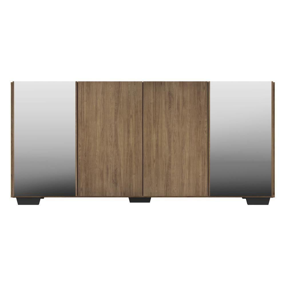 Encontraproduto.com.br - Aparador Buffet 4 Portas com Espelho e Pés Quadrados Vegas Multimóveis V3563