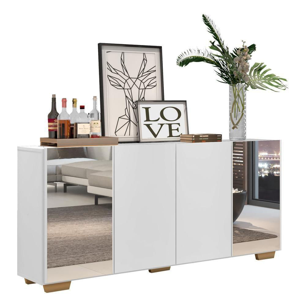 Encontraproduto.com.br - Aparador Buffet 4 Portas Vegas V3563 Branco/Natural