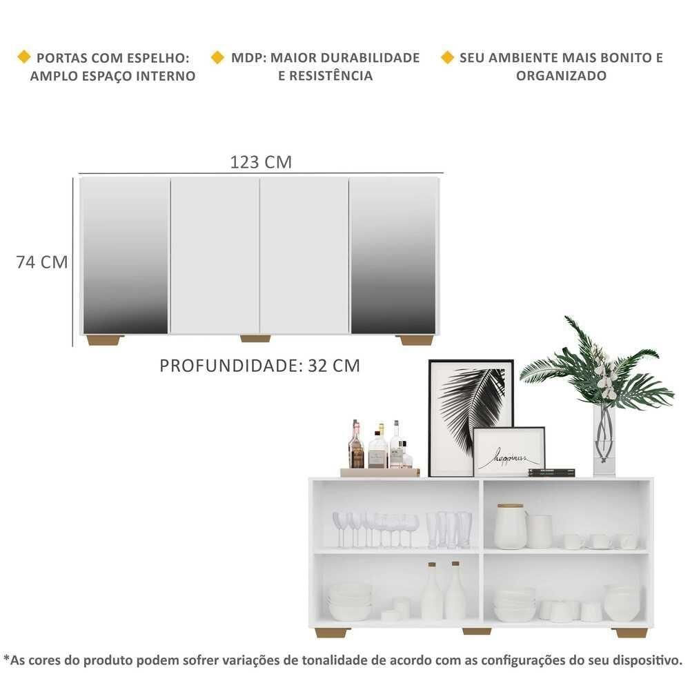 Encontraproduto.com.br - Aparador Buffet 4 Portas Vegas V3563 Branco/Natural