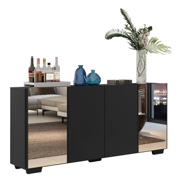 Encontraproduto.com.br - Aparador Buffet 4 Portas com Espelho e Pés Quadrados Vegas Multimóveis V3563