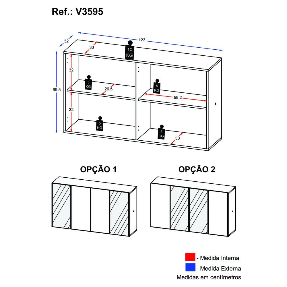 Encontraproduto.com.br - Aparador Buffet 4 Portas com Espelho Suspenso Vegas Multimóveis V3595
