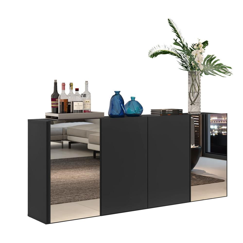 Encontraproduto.com.br - Aparador Buffet 4 Portas com Espelho Suspenso Vegas Multimóveis V3595