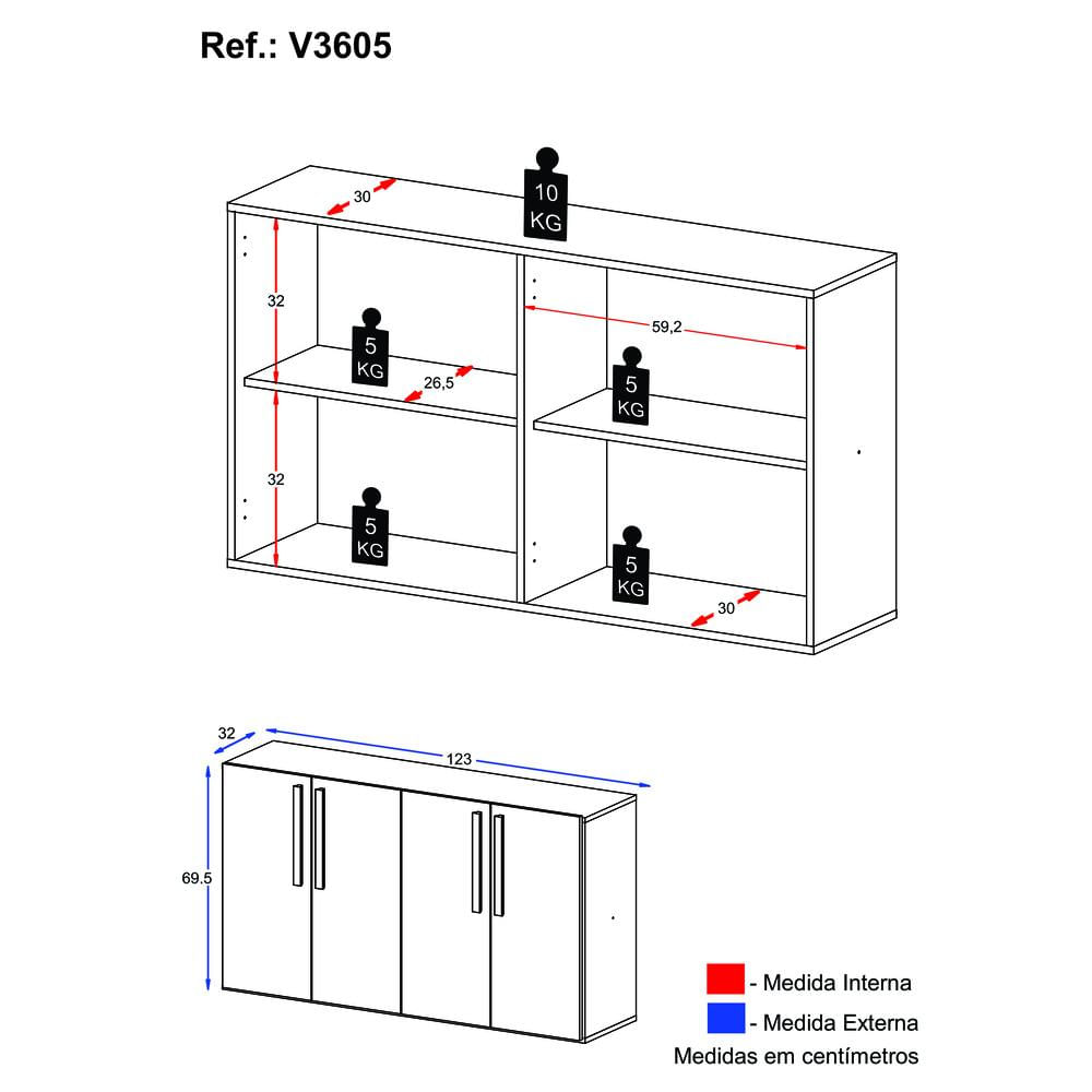 Encontraproduto.com.br - Aparador Buffet 4 Portas Suspenso Viena Multimóveis V3605
