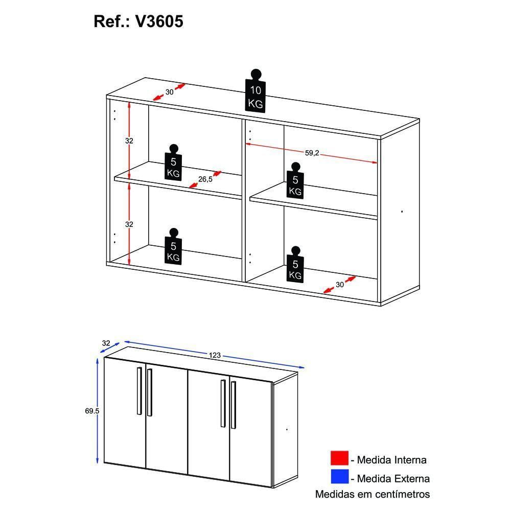 Encontraproduto.com.br - Aparador Buffet 4 Portas Suspenso Viena Multimóveis V3605