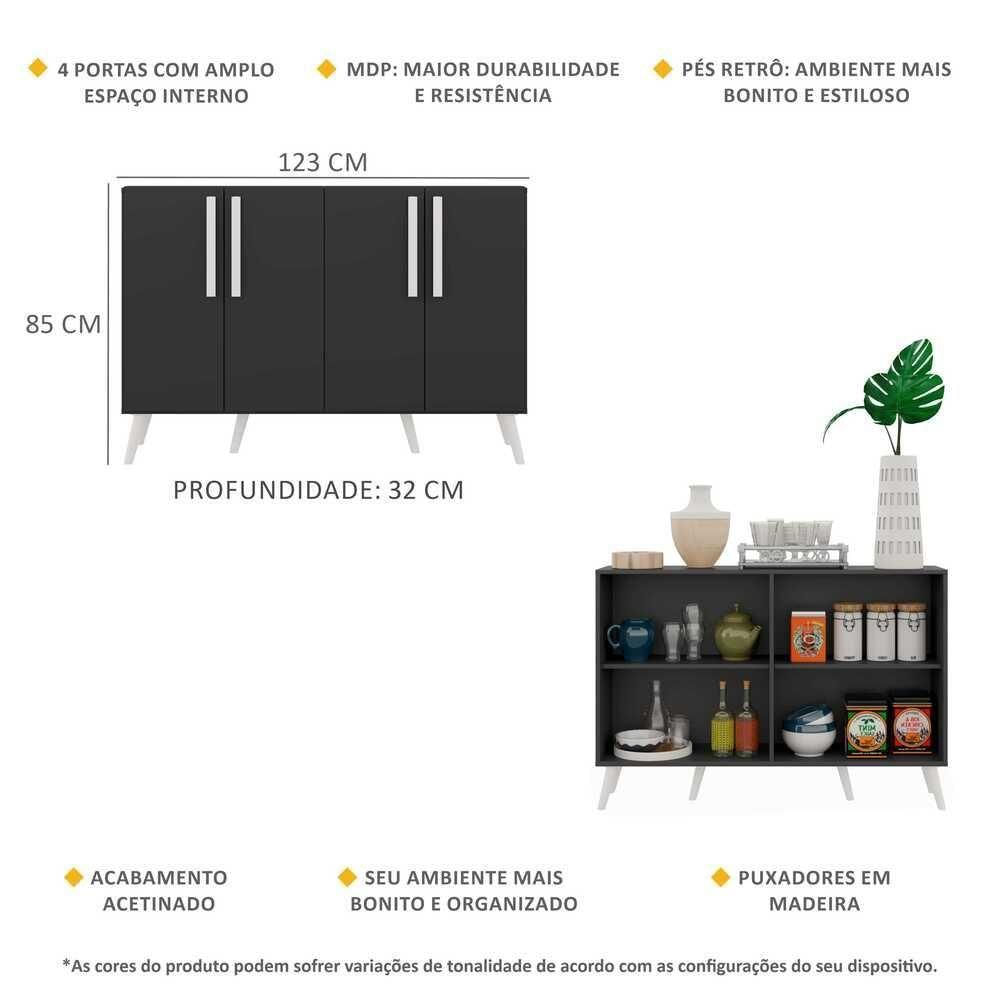 Encontraproduto.com.br - Aparador Buffet 4 Portas Retrô Viena Multimóveis V3606