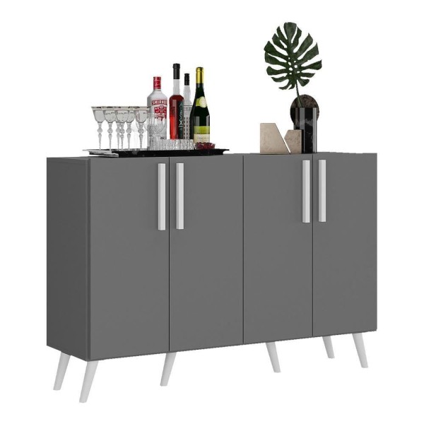 Aparador Buffet 4 Portas Vegas V3563 Rustic/Branco