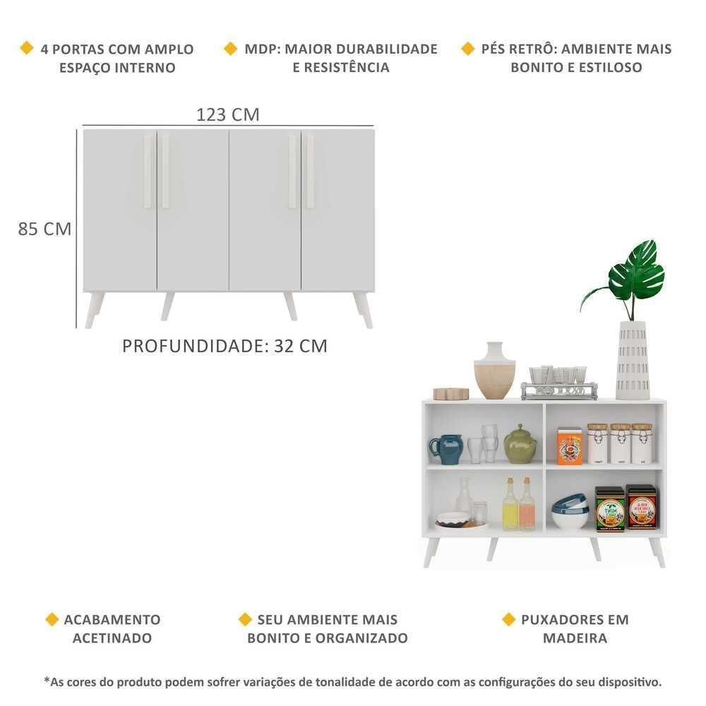Encontraproduto.com.br - Aparador Buffet 4 Portas Retrô Viena Multimóveis V3606