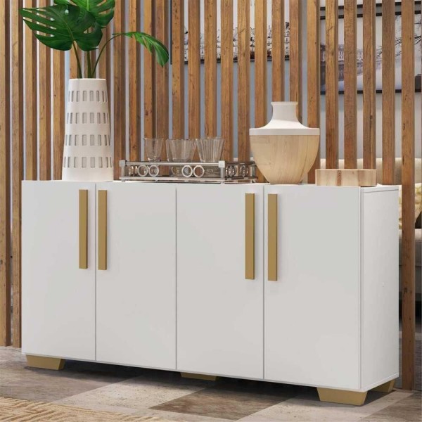 Encontraproduto.com.br - Aparador Buffet 4 Portas com Pés Quadrados Viena Multimóveis V3607