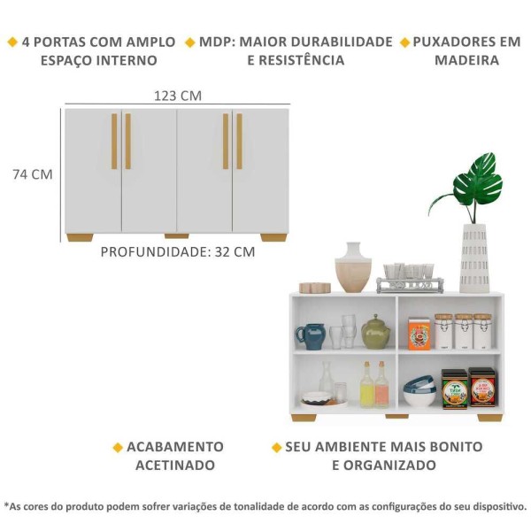 Encontraproduto.com.br - Aparador Buffet 4 Portas com Pés Quadrados Viena Multimóveis V3607