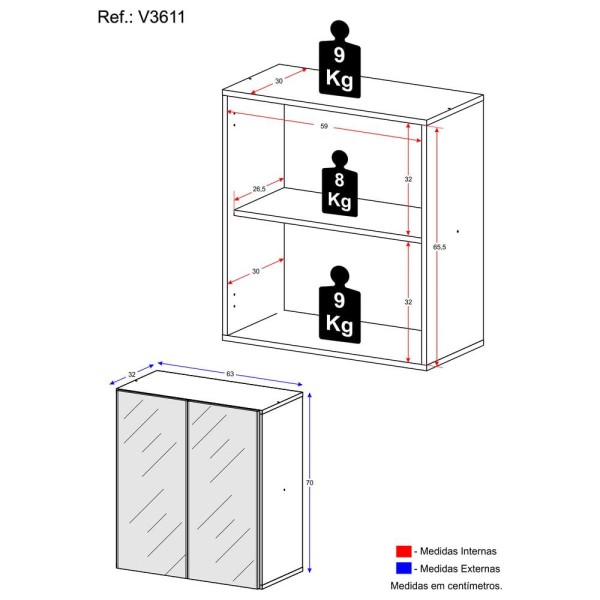 Encontraproduto.com.br - Aparador Buffet 2 Portas Com Espelho Vegas V3611 Preto Preto