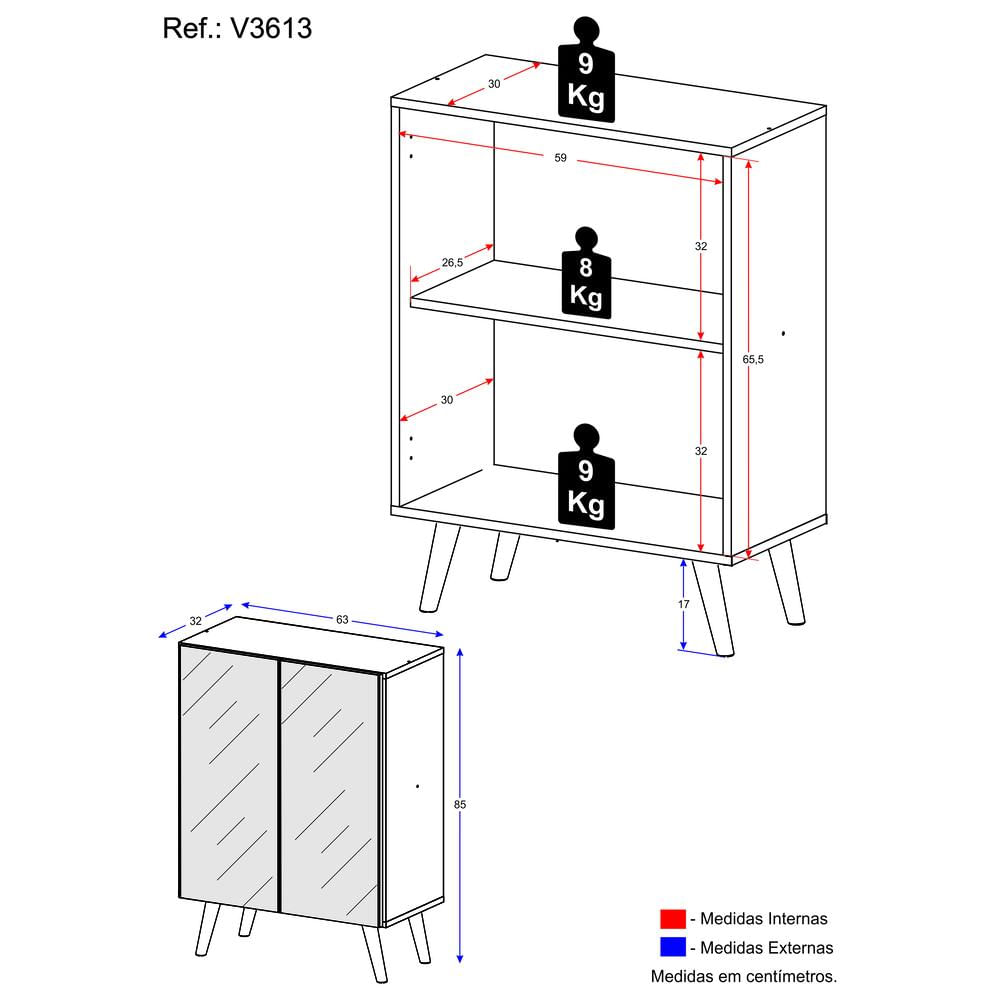 Encontraproduto.com.br - Aparador Buffet 2 portas com Espelho Retrô Vegas Multimóveis V3613