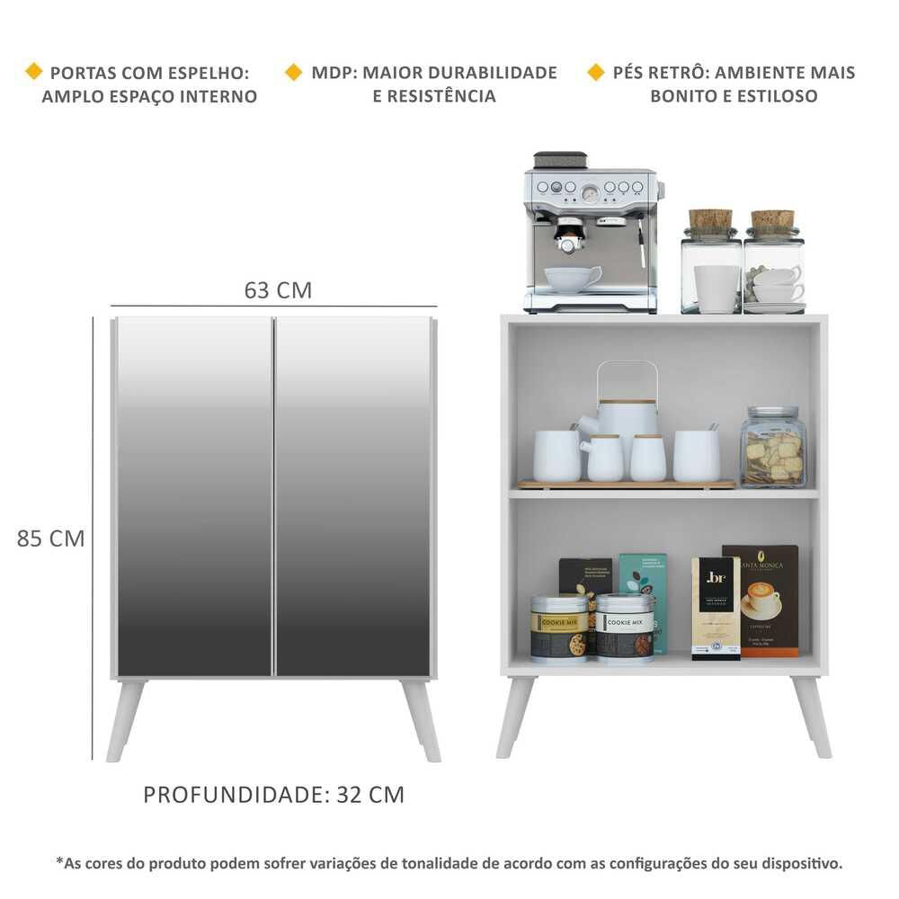Encontraproduto.com.br - Aparador Buffet 2 portas com Espelho Retrô Vegas Multimóveis V3613